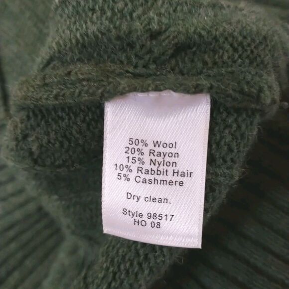 J Crew Sweater Pullover Mens XL Green Cable Knit Wool Cashmere Angora Blend - Picture 7 of 7